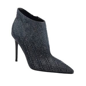 GUESS Womens Black Embellished Comfort Fazzie Pointed Toe Stiletto Booties Sz 9M